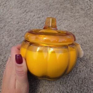 Autumn Glow Amber Pumpkin Candle Holder